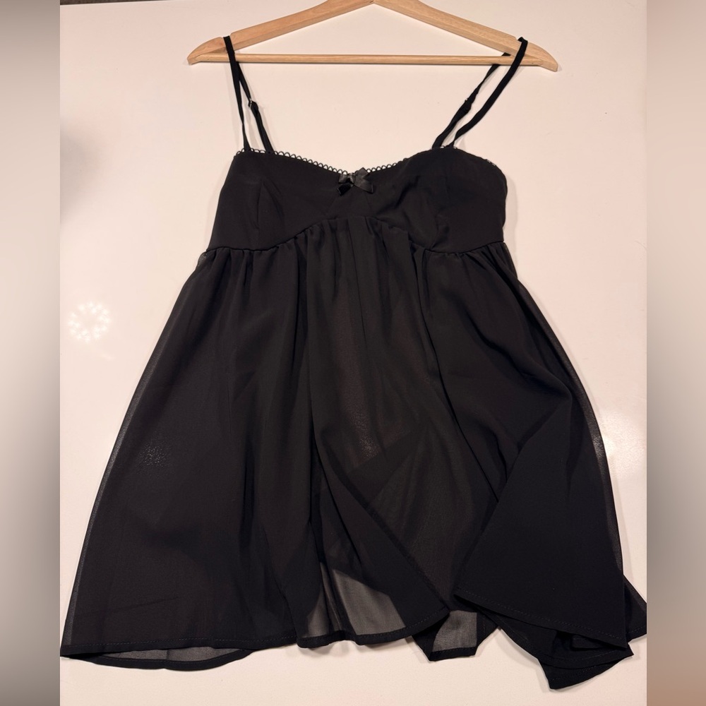 Black babydoll long top/minidress